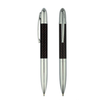 New promotional business gift metal twist ball pen carbon fiber pen with engraved logo
